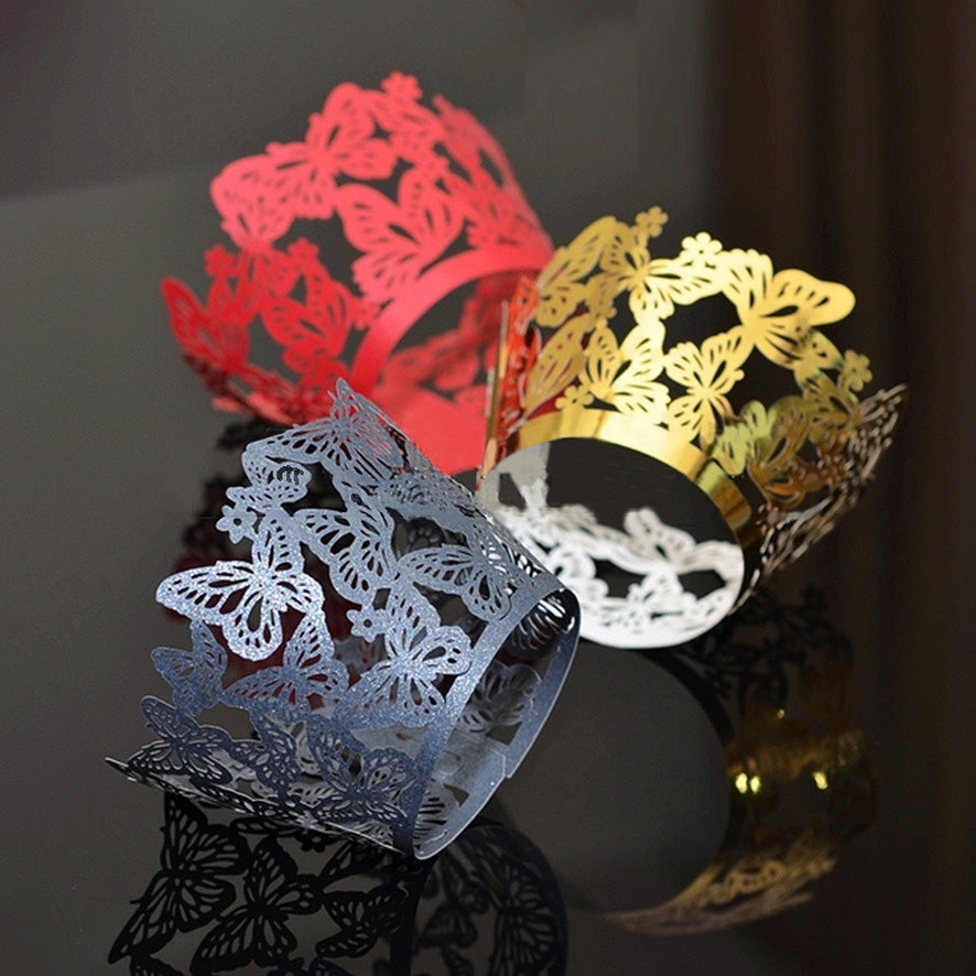 Metallic Gold Butterfly Laser Cut Cupcake Wrappers / Cases - 20 pcs