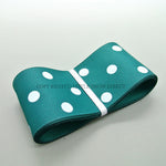 Teal 38mm Polka Dot Grosgrain Ribbon