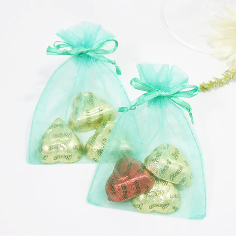 Teal Organza Favour Bags - Pack of 10