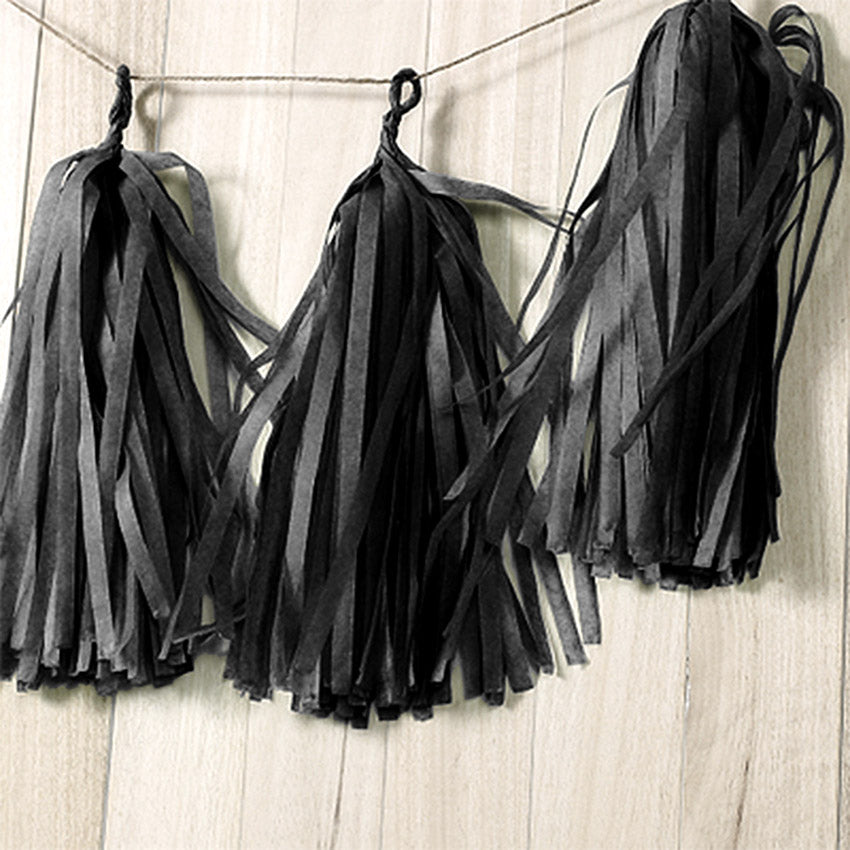 5pcs Tassels Garland Tissue Paper Bunting - Black