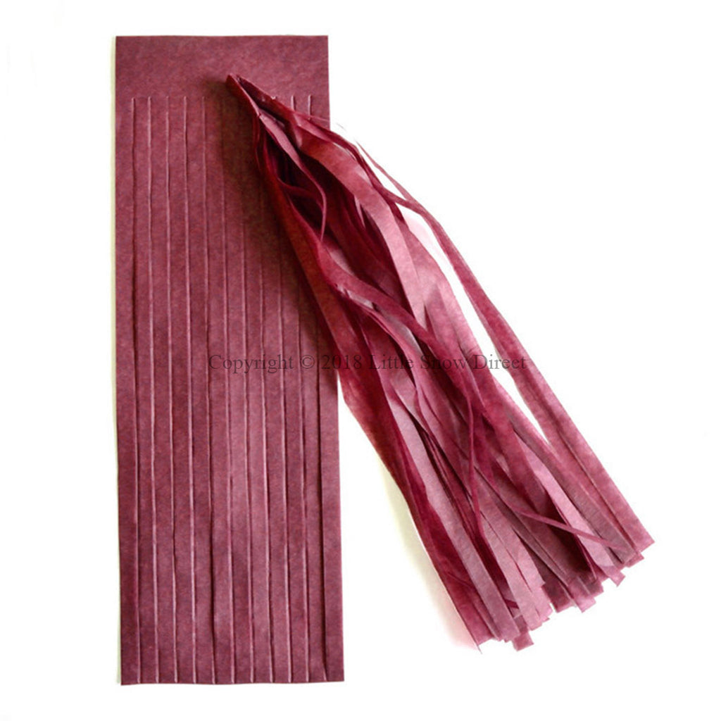 5pcs Tassels Garland Tissue Paper Bunting - Dark Red