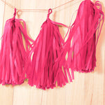 5pcs Tassels Garland Tissue Paper Bunting - Hot Pink