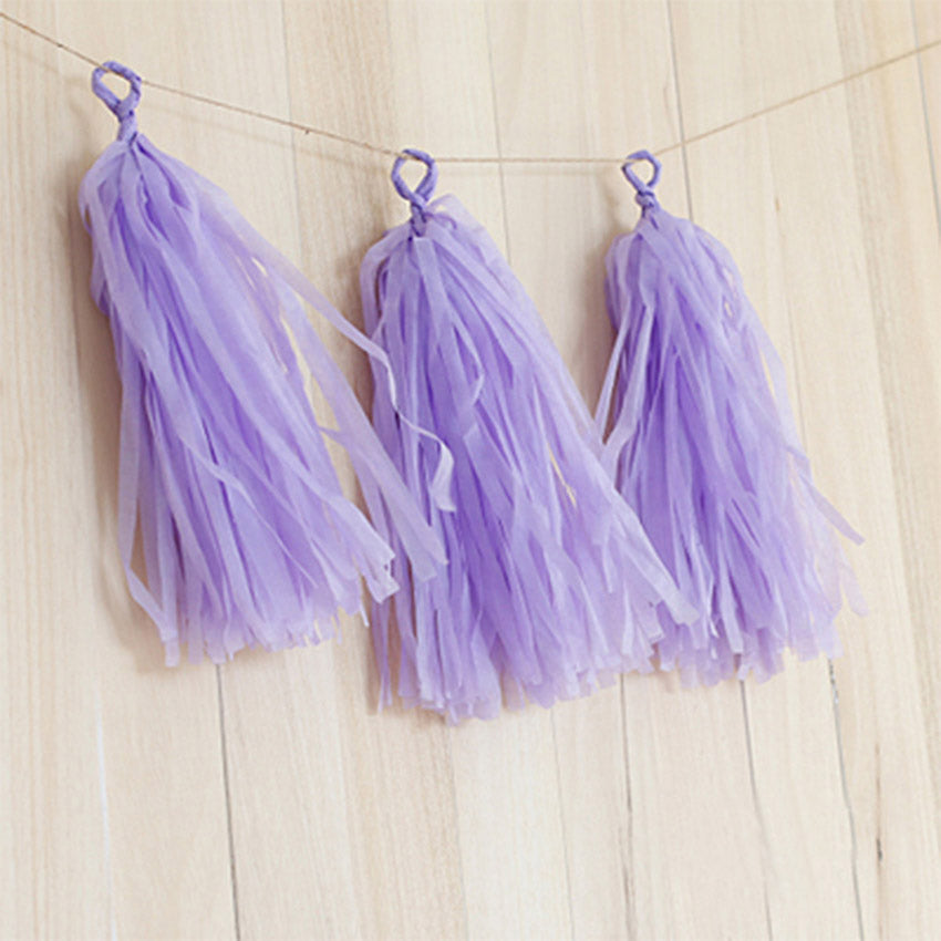 5pcs Tassels Garland Tissue Paper Bunting - Lilac