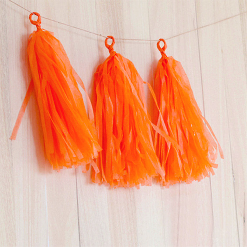 5pcs Tassels Garland Tissue Paper Bunting - Orange