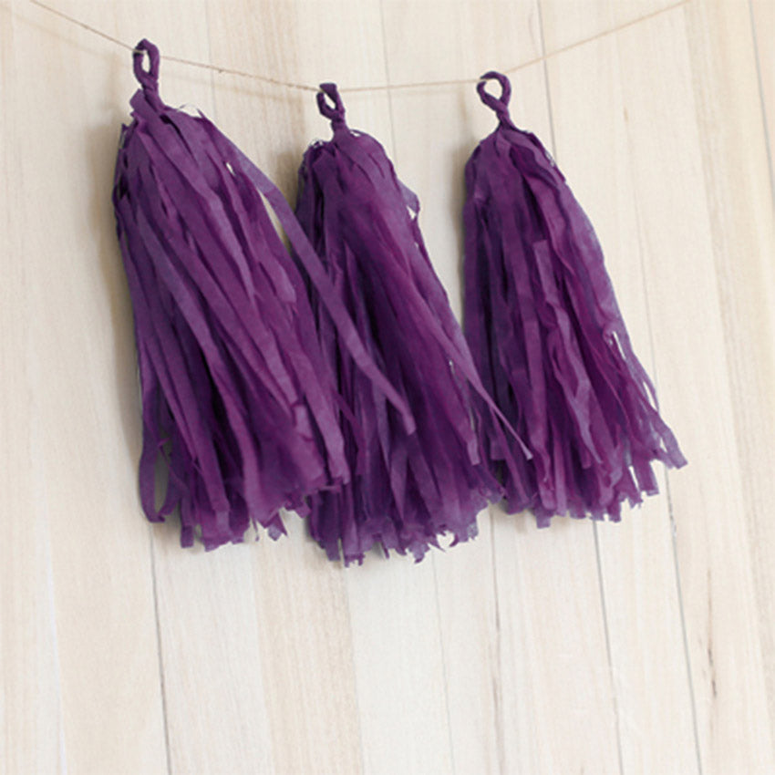 5pcs Tassels Garland Tissue Paper Bunting - Plum