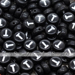 Black Letter Alphabet Coin Beads (100 pcs)