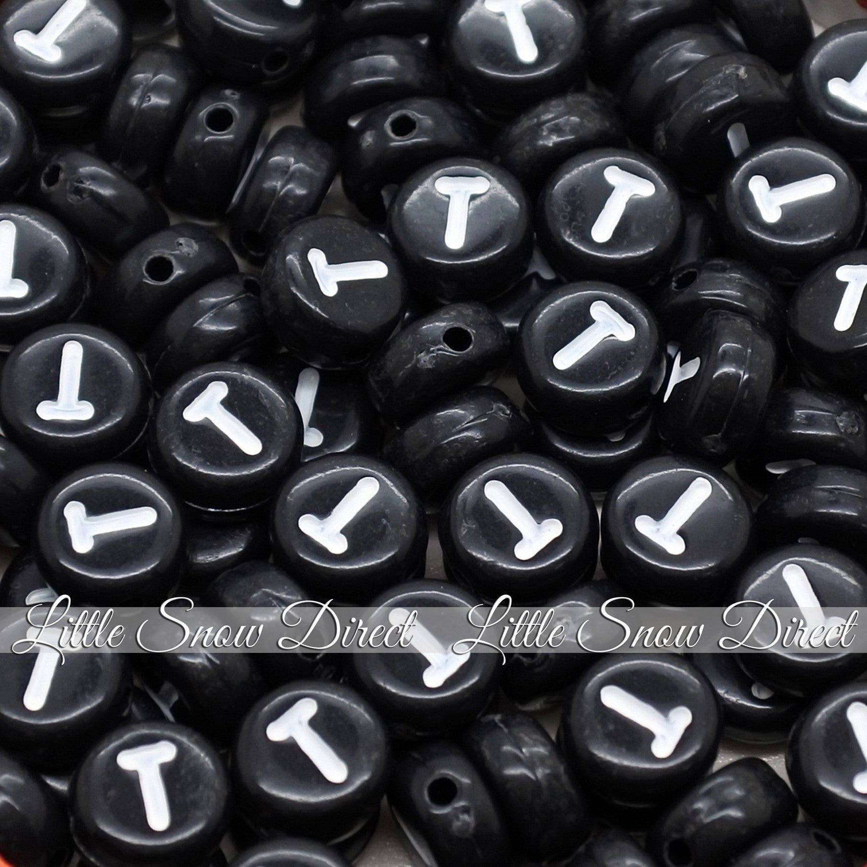 Black Letter Alphabet Coin Beads (100 pcs)