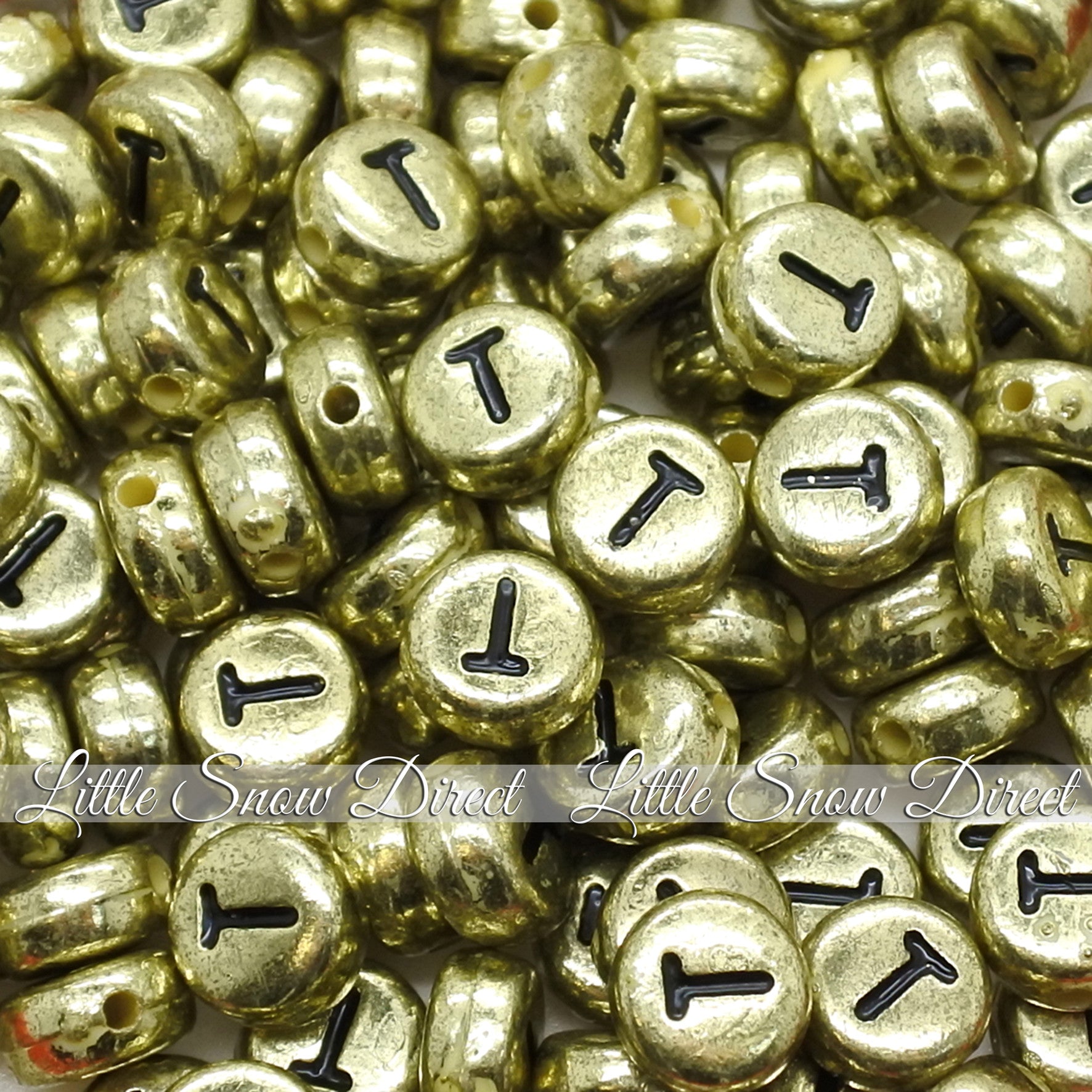Vintage Gold Letter Alphabet Coin Beads (100 pcs)