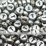 Vintage Silver Letter Alphabet Coin Beads (100 pcs)