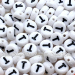 White Letter Alphabet Coin Beads (100 pcs)