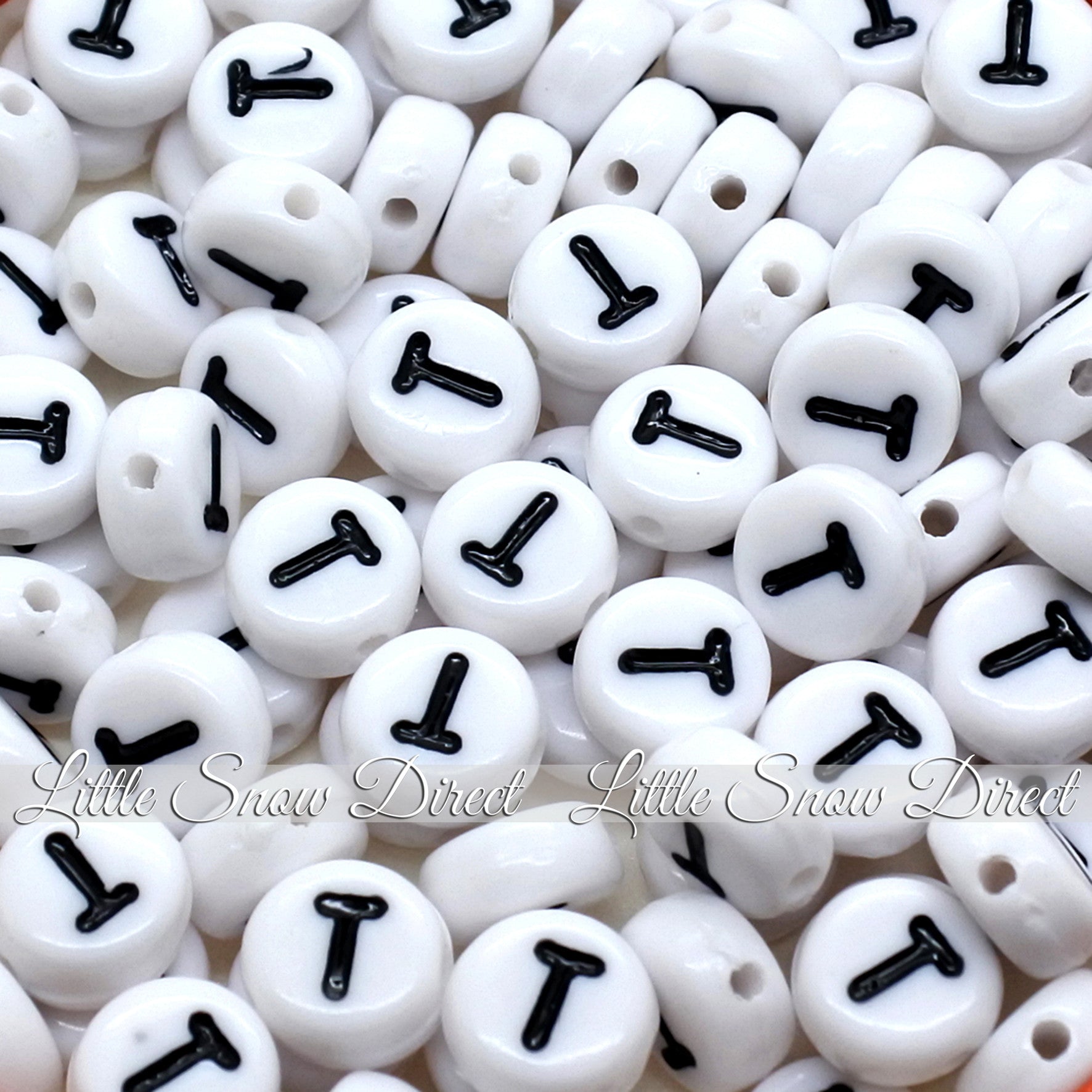 White Letter Alphabet Coin Beads (100 pcs)