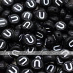 Black Letter Alphabet Coin Beads (100 pcs)
