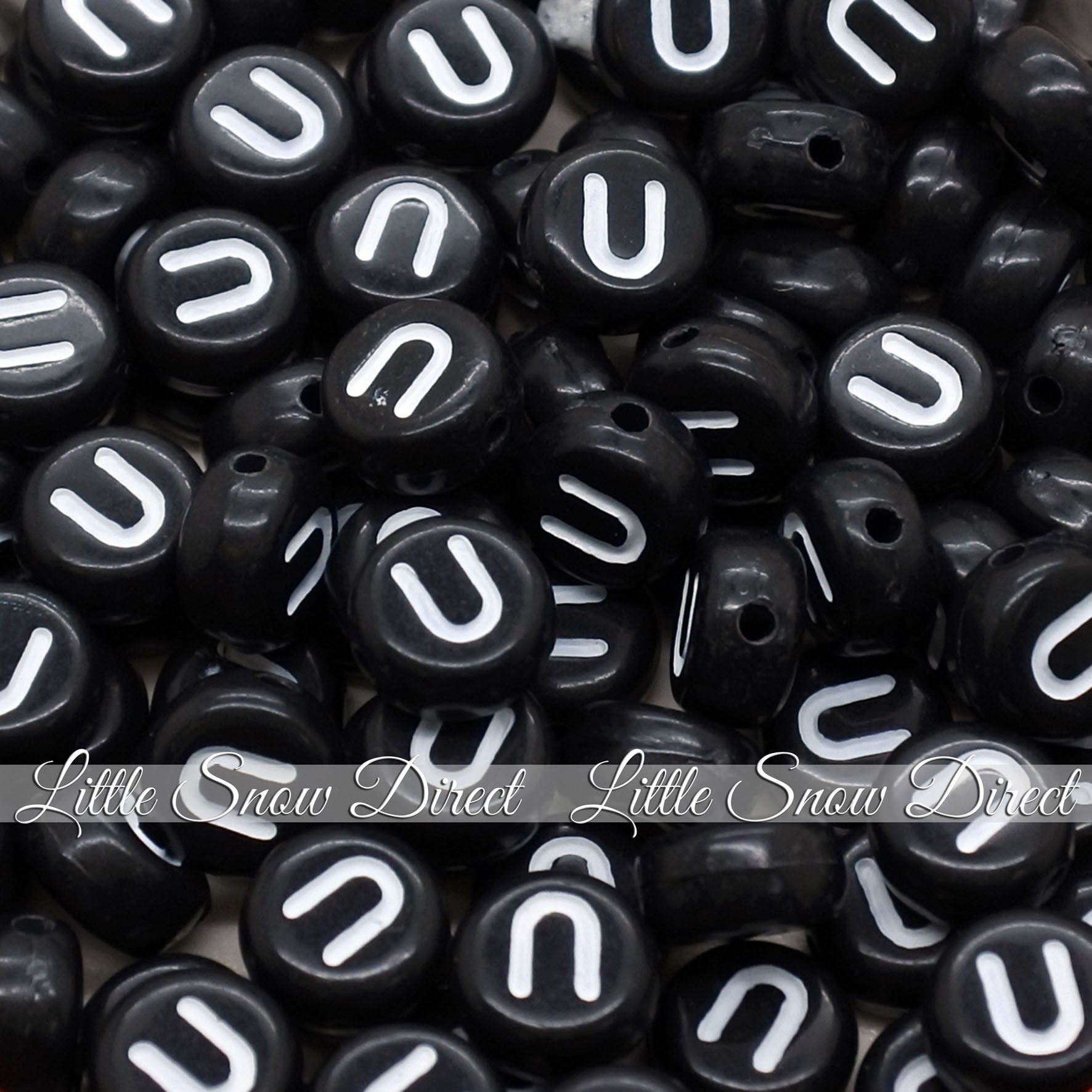 Black Letter Alphabet Coin Beads (100 pcs)