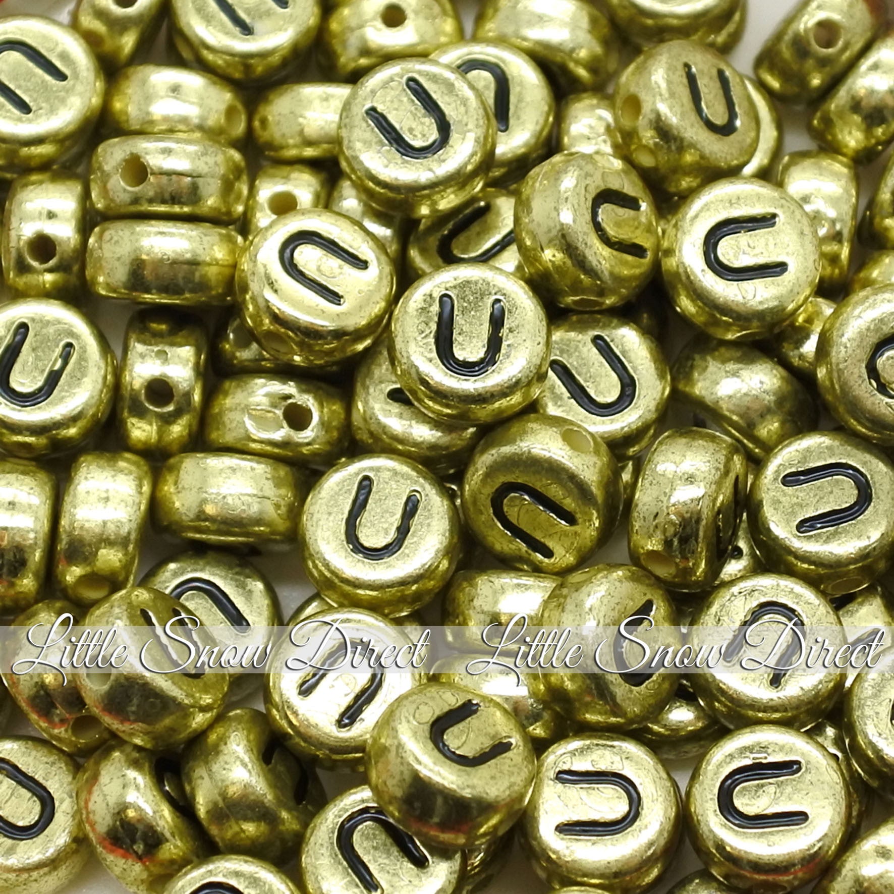Vintage Gold Letter Alphabet Coin Beads (100 pcs)