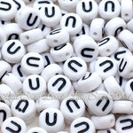 White Letter Alphabet Coin Beads (100 pcs)