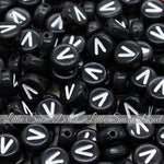 Black Letter Alphabet Coin Beads (100 pcs)
