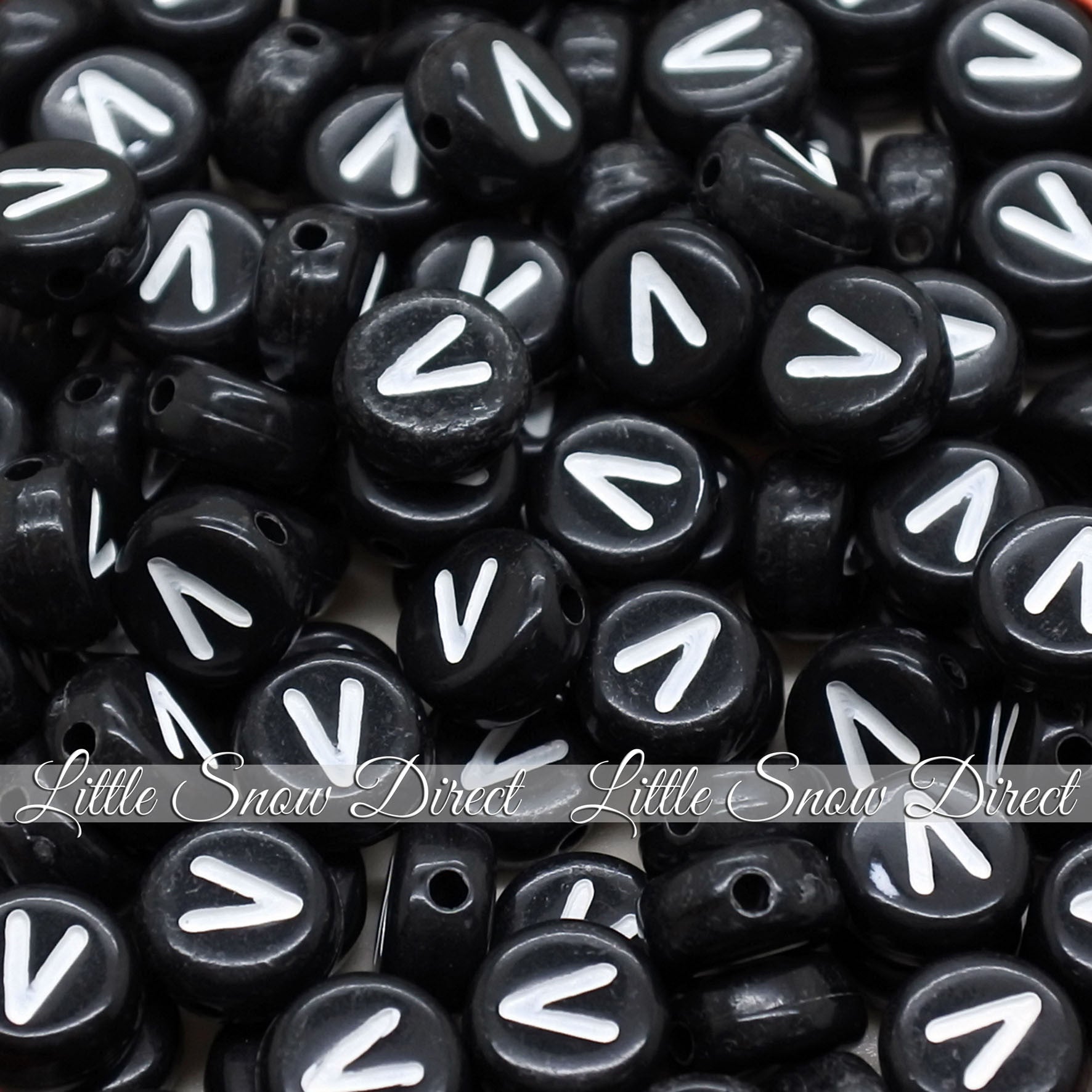 Black Letter Alphabet Coin Beads (100 pcs)