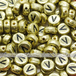 Vintage Gold Letter Alphabet Coin Beads (100 pcs)