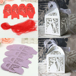 White Bride & Groom Luxury Favour Boxes With Organza Ribbons - 20 pcs