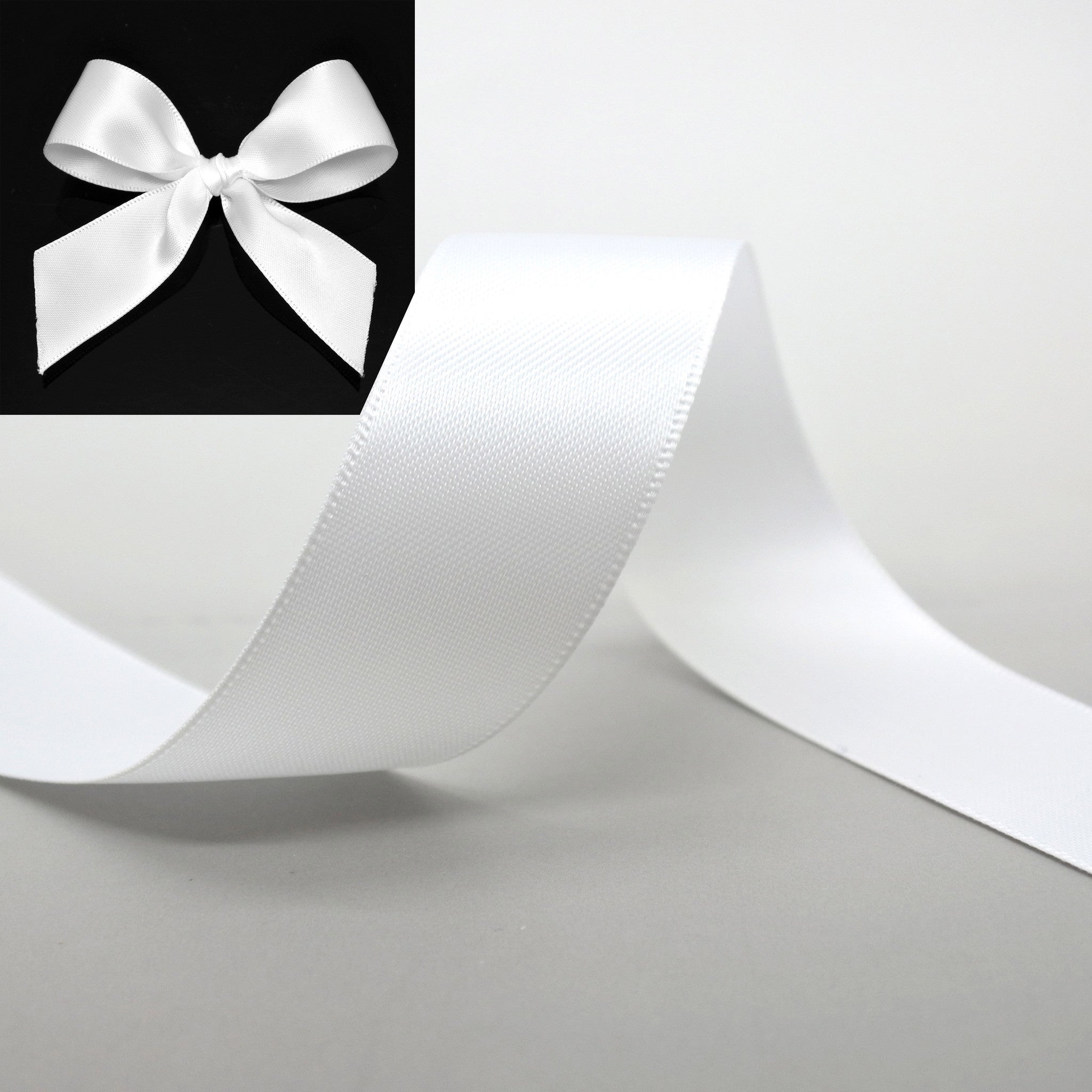 White Double Sided Satin Ribbon