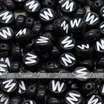 Black Letter Alphabet Coin Beads (100 pcs)