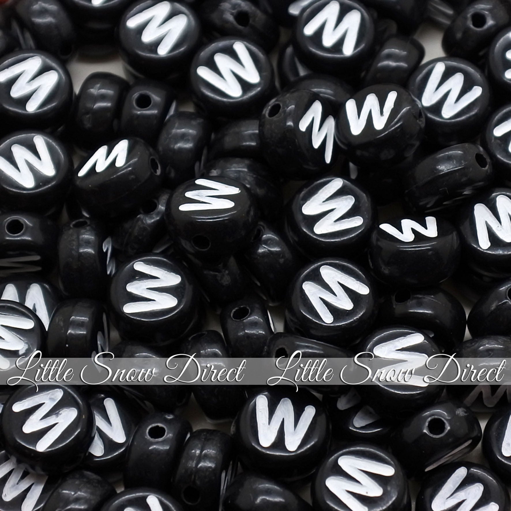 Black Letter Alphabet Coin Beads (100 pcs)