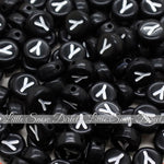 Black Letter Alphabet Coin Beads (100 pcs)