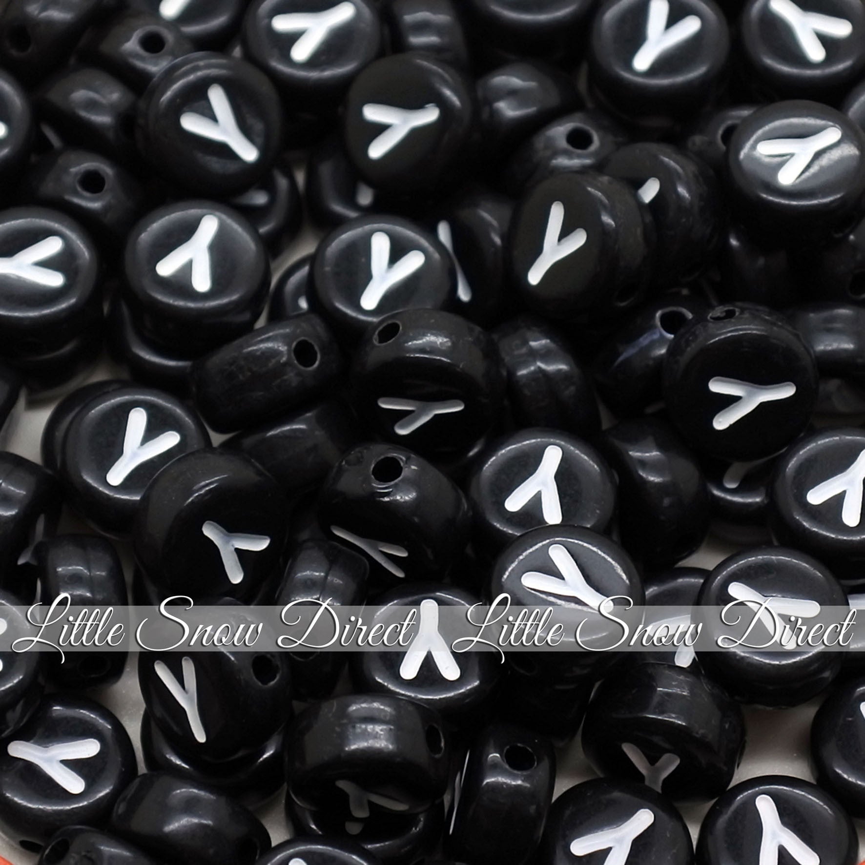 Black Letter Alphabet Coin Beads (100 pcs)
