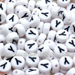 White Letter Alphabet Coin Beads (100 pcs)