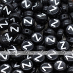 Black Letter Alphabet Coin Beads (100 pcs)