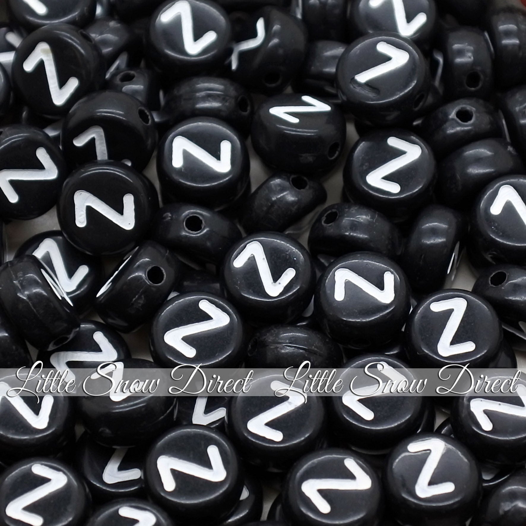 Black Letter Alphabet Coin Beads (100 pcs)