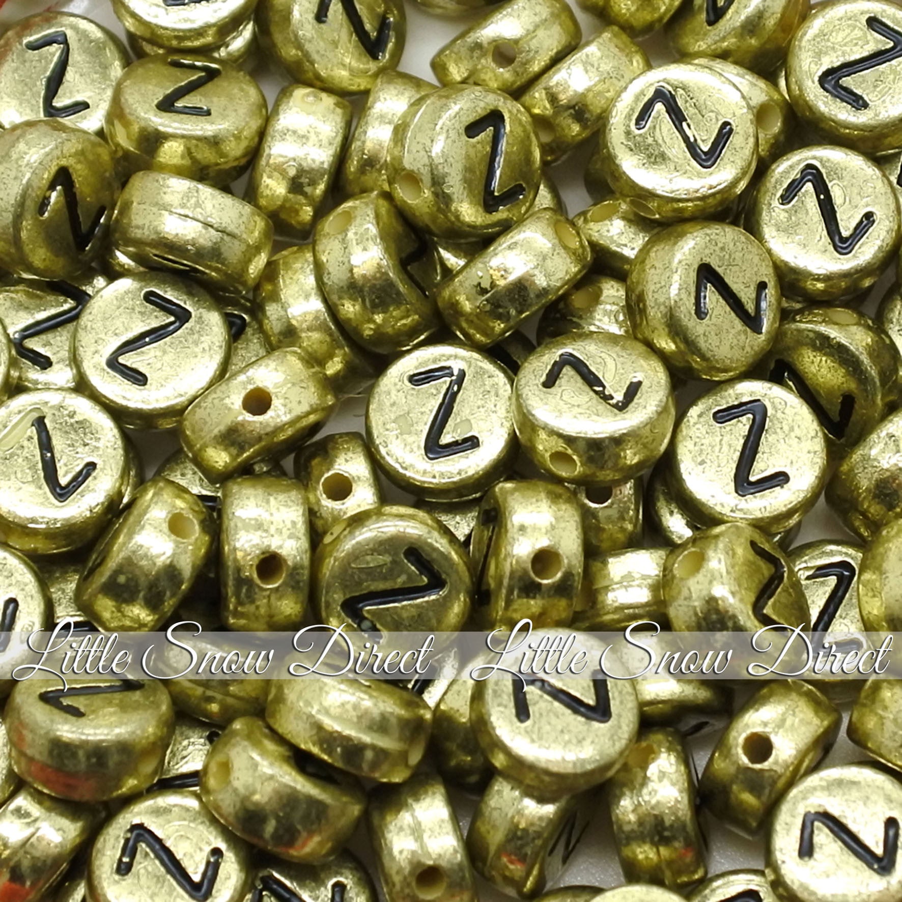 Vintage Gold Letter Alphabet Coin Beads (100 pcs)