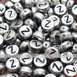 Vintage Silver Letter Alphabet Coin Beads (100 pcs)