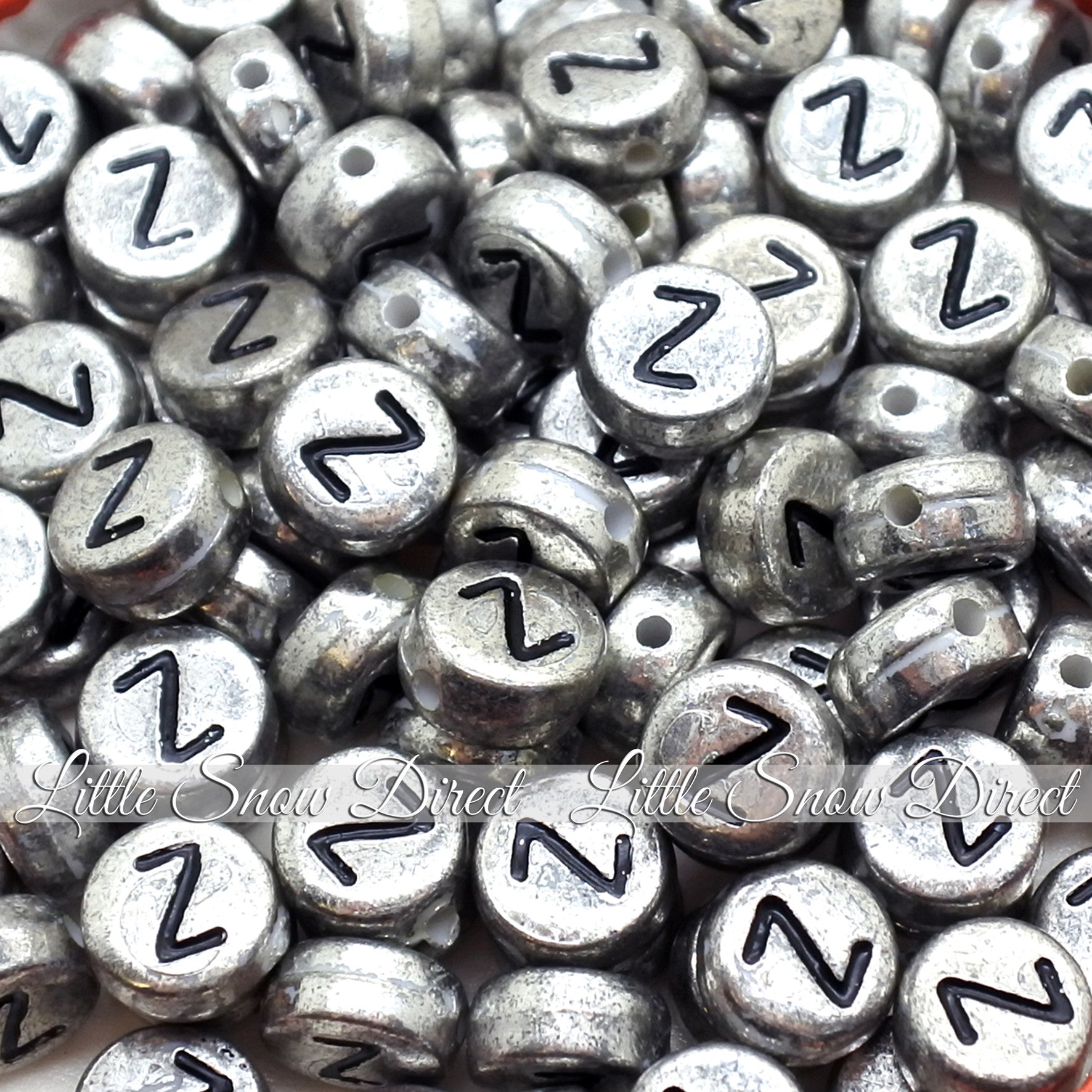Vintage Silver Letter Alphabet Coin Beads (100 pcs)