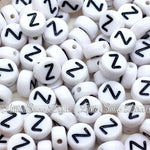 White Letter Alphabet Coin Beads (100 pcs)