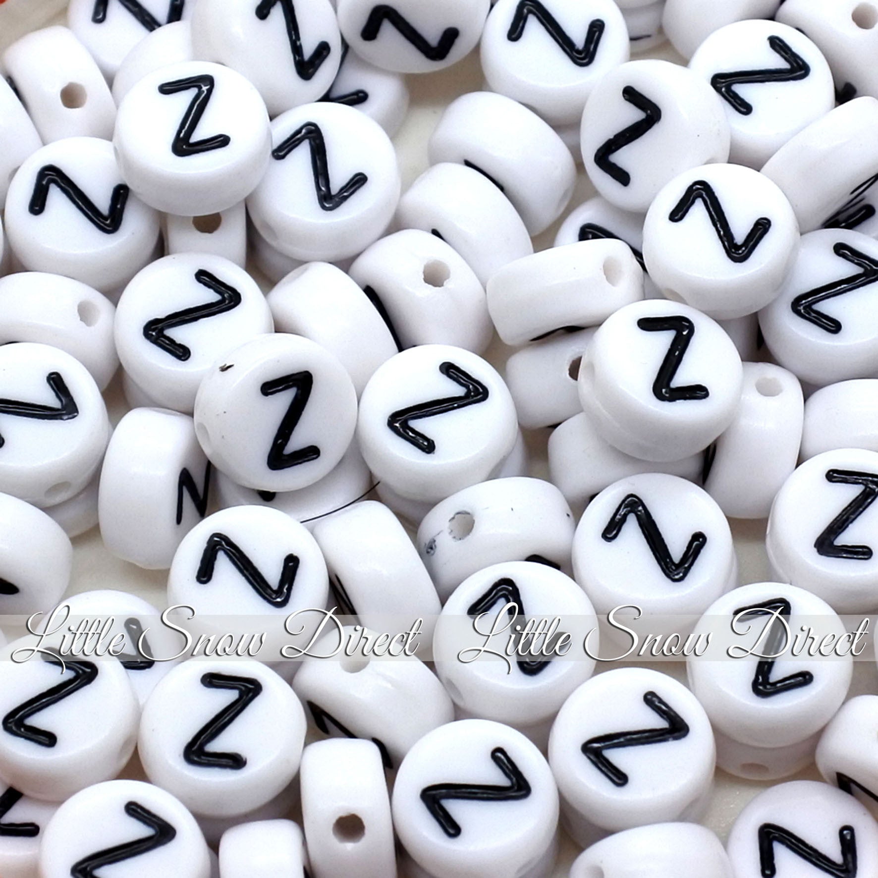 White Letter Alphabet Coin Beads (100 pcs)