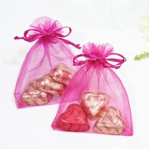 Cerise Organza Favour Bags - Pack of 10